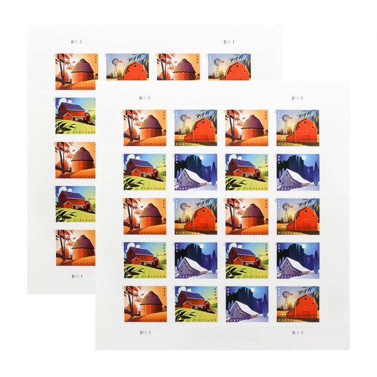 2021 US Barns Postcard Stamps Panes 2021 US Barns Postcard Stamps Panes